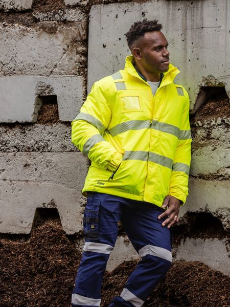 Bisley Taped Hi Vis Heated Jacket with Hood - BJ6842T