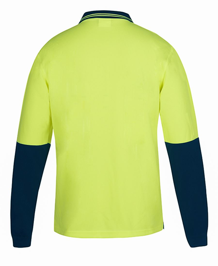 JB's Wear Hi Vis L/S Non Button Polo 6HNBL