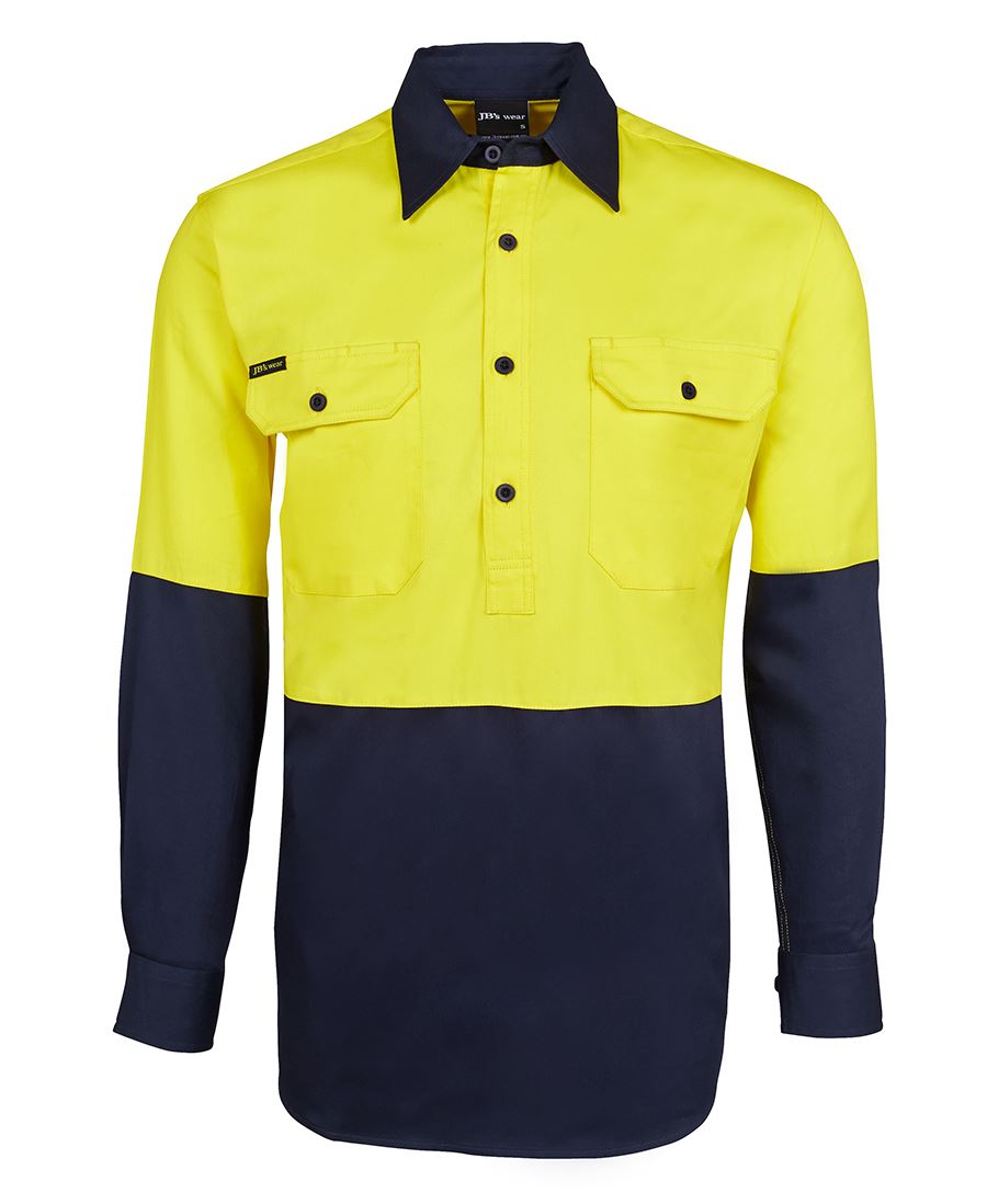 JB's Wear Hi Vis L/S 190g Close Front Shirt 6HVCF