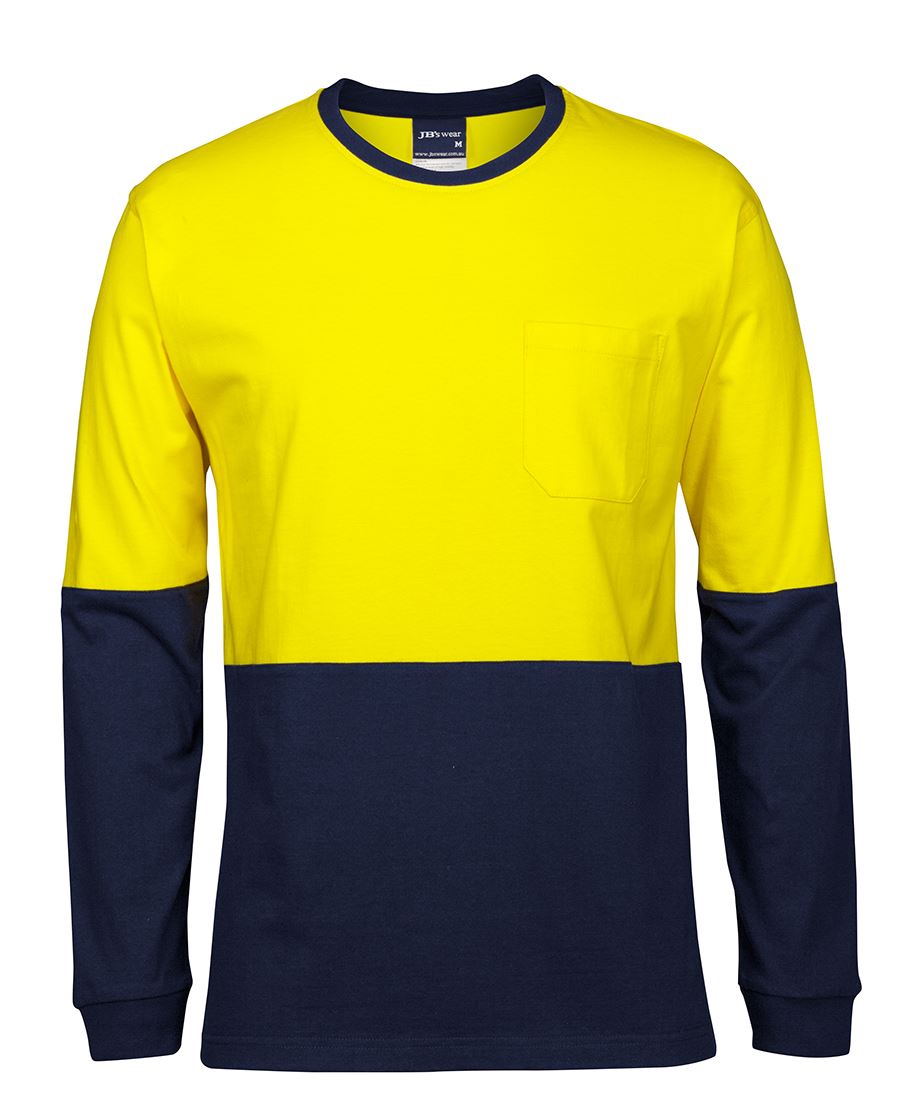 JB's Wear HI VIS L/S CREW NECK COTTON T-SHIRT 6HVTN