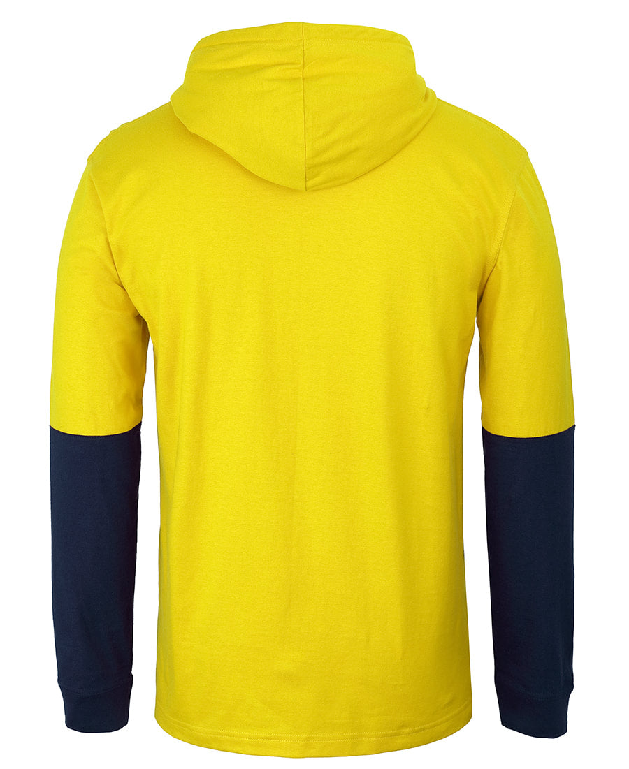 JB's Wear HI VIS L/S COTTON TEE WITH HOOD 6HCTL