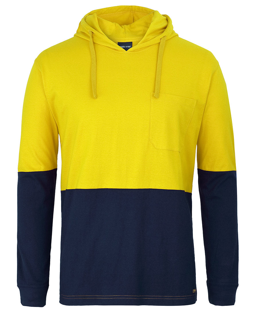JB's Wear HI VIS L/S COTTON TEE WITH HOOD 6HCTL