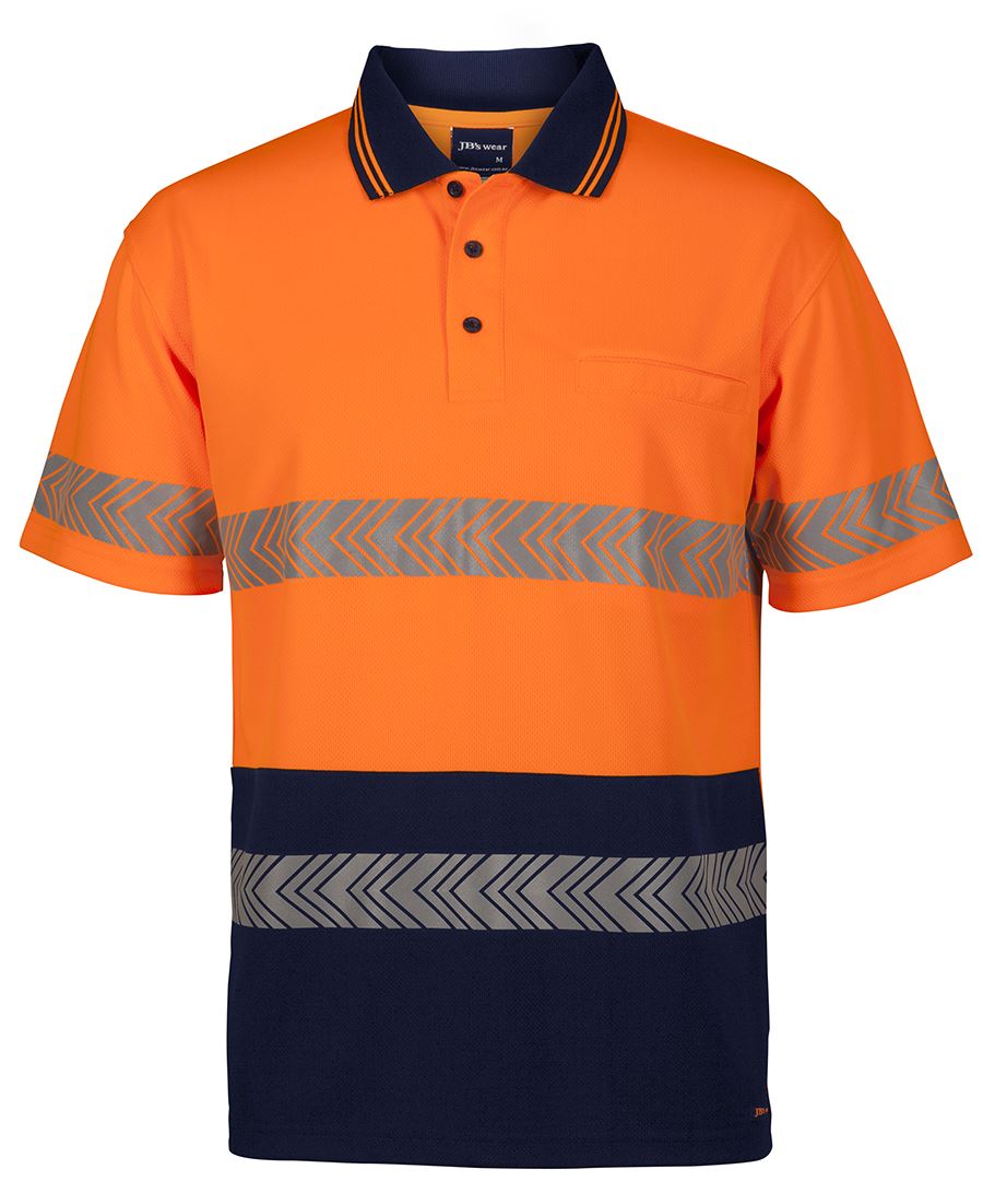 JB's Wear HI VIS S/S SEGMENTED TAPE POLO 6HSST