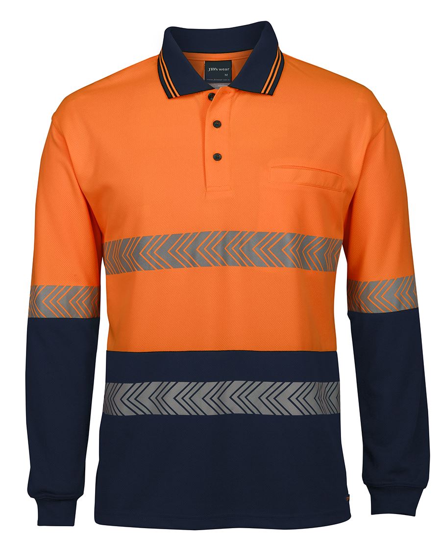 JB's Wear HI VIS L/S SEGMENTED TAPE POLO 6HLST