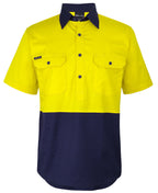 JB's Wear HI VIS CLOSE FRONT S/S 150G WORK SHIRT 6HVCW