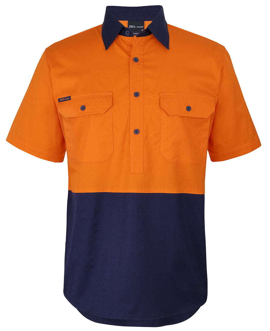 JB's Wear HI VIS CLOSE FRONT S/S 150G WORK SHIRT 6HVCW
