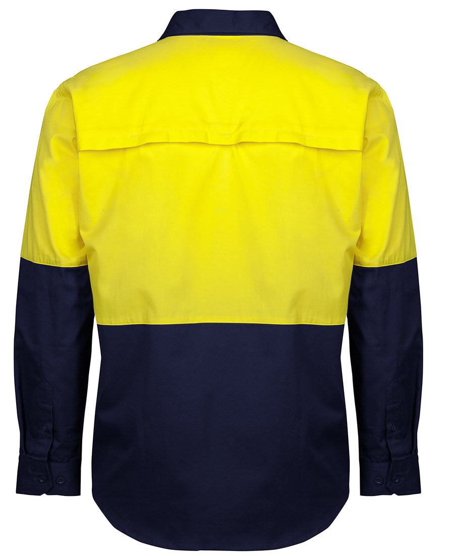 JB's Wear HI VIS CLOSE FRONT L/S 150G WORK SHIRT 6HVCS
