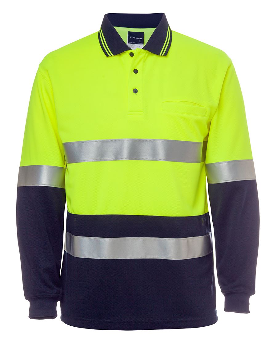 JB's Wear Hi Vis L/S (D+N) Cotton Back Polo 6HMCB