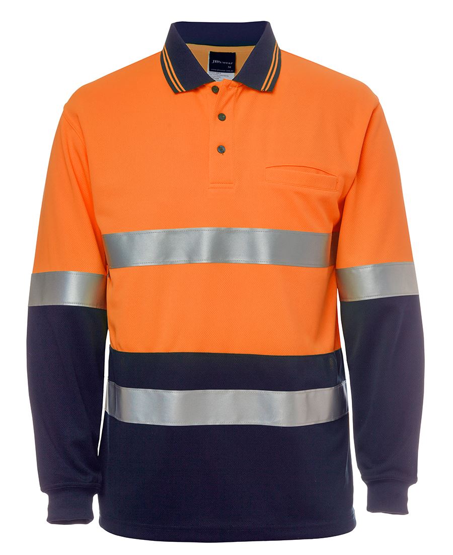 JB's Wear Hi Vis L/S (D+N) Cotton Back Polo 6HMCB