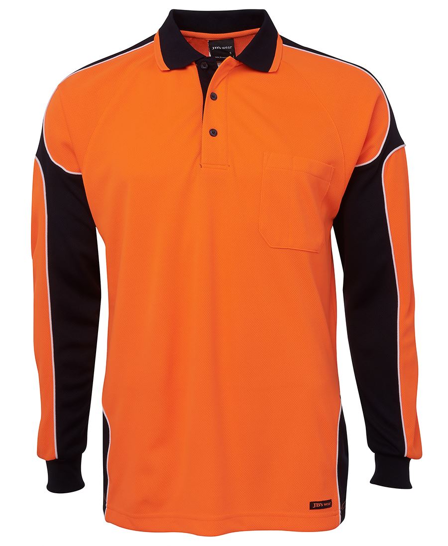 JB's Wear Hi Vis L/S Arm Panel Polo 6AP4L