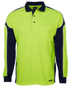 JB's Wear Hi Vis L/S Arm Panel Polo 6AP4L