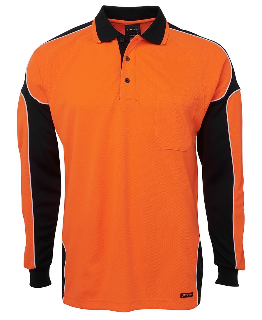 JB's Wear Hi Vis L/S Arm Panel Polo 6AP4L