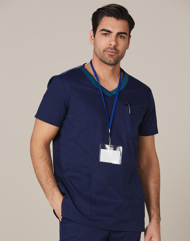 AIW M7650 MENS V-NECK CONTRAST TRIM SCRUB TOP - WEARhouse