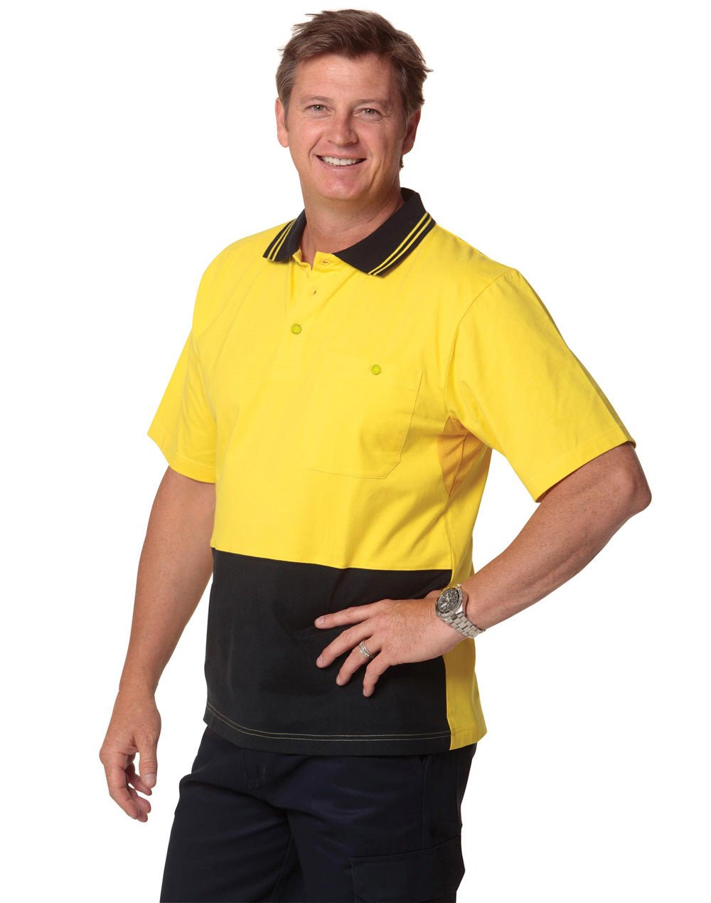 AIW SW35 Cotton Jersey Two Tone Safety Polo - WEARhouse