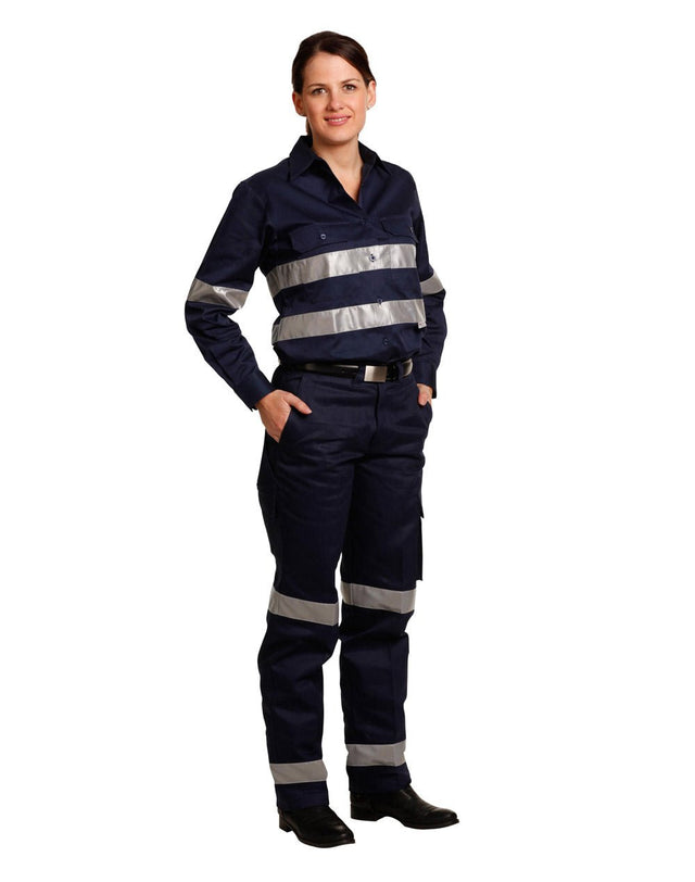 AIW WP15HV LADIES' HEAVY COTTON DRILL CARGO PANTS WITH 3M TAPES - WEARhouse