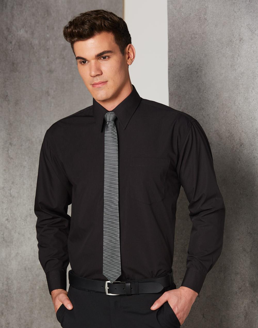 Benchmark BS01L Men's Poplin Long Sleeve Business Shirt - WEARhouse