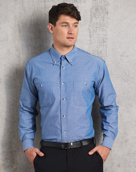 Benchmark BS03L Men's Chambray Long Sleeve - WEARhouse