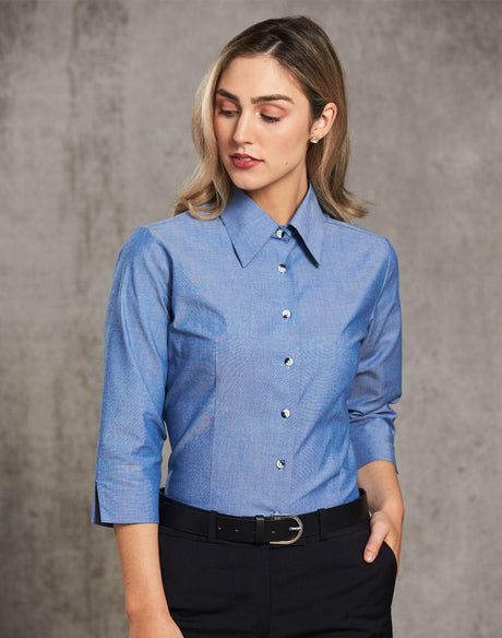 Benchmark BS04 Ladies' Chambray 3/4 Sleeve - WEARhouse