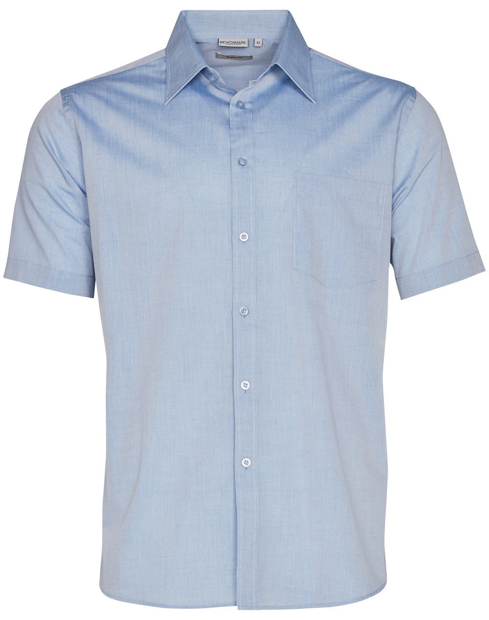 Benchmark M7011 Men's Fine Chambray Short Sleeve Shirt - WEARhouse
