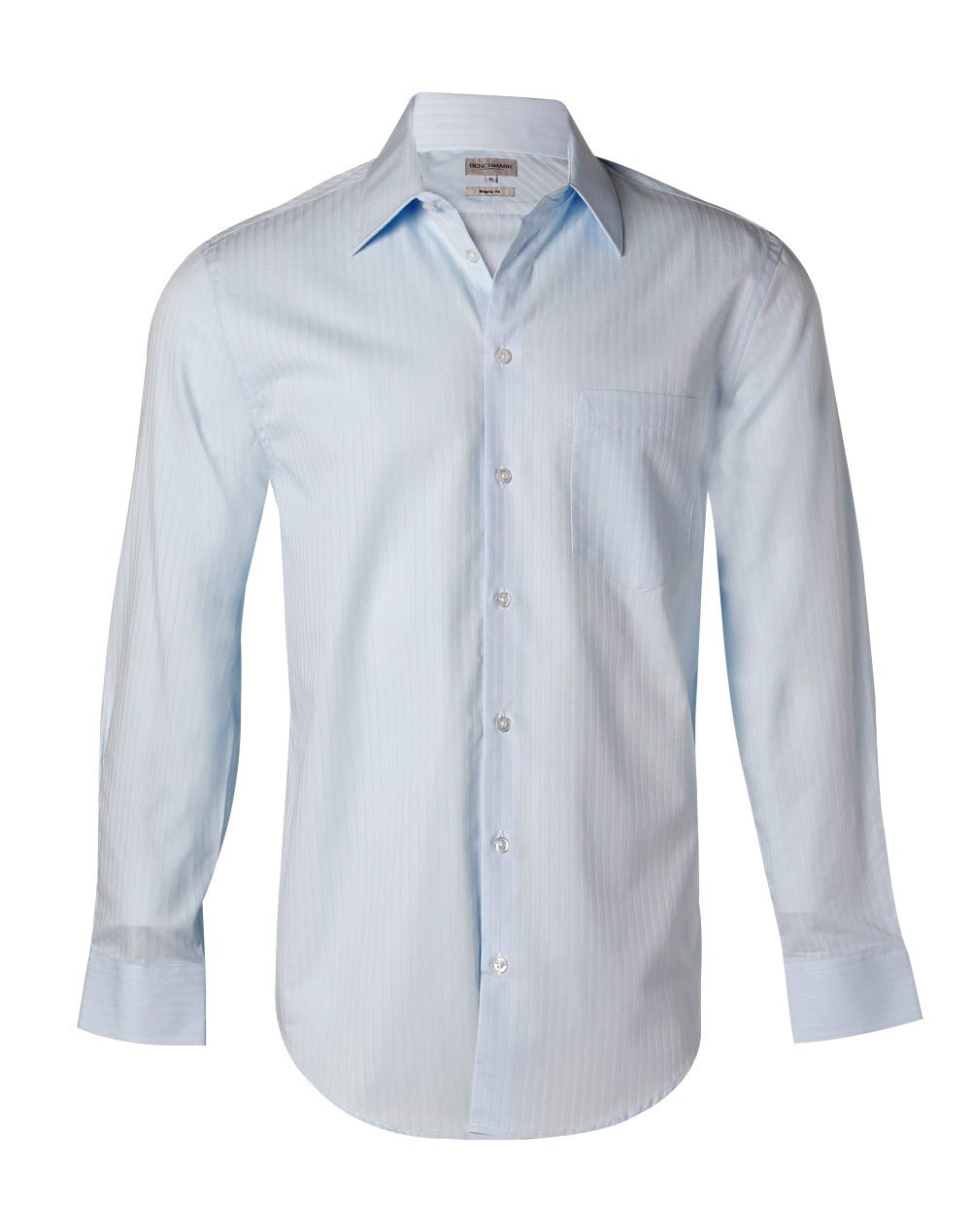 Benchmark M7100L Men's Self Stripe Long Sleeve Shirt - WEARhouse