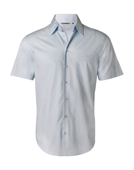 Benchmark M7100S Men's Self Stripe Short Sleeve Shirt - WEARhouse