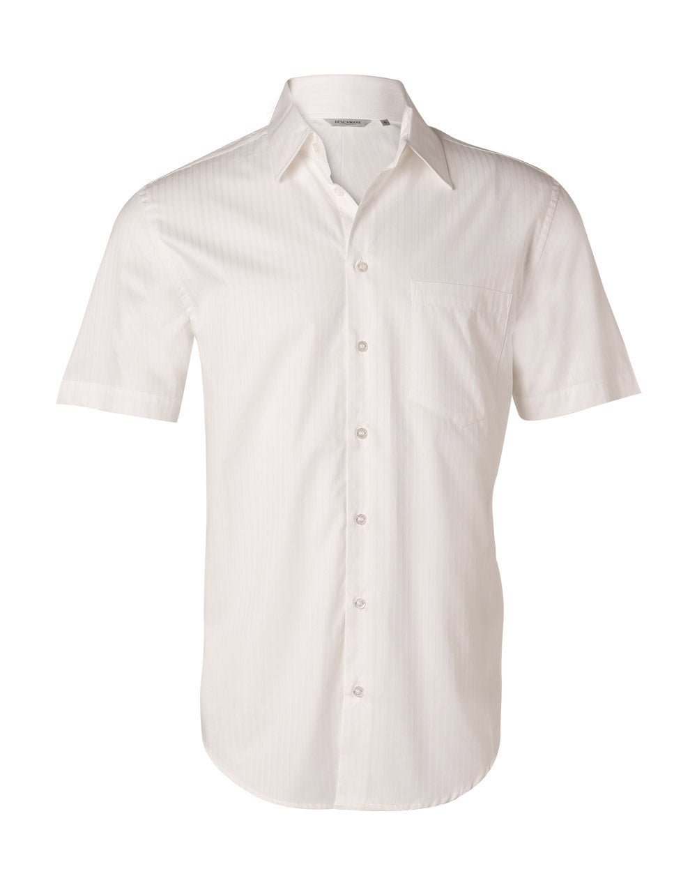 Benchmark M7100S Men's Self Stripe Short Sleeve Shirt - WEARhouse