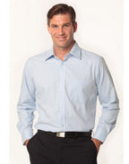 Benchmark M7112 Men's Mini Herringbone Long Sleeve Shirt - WEARhouse