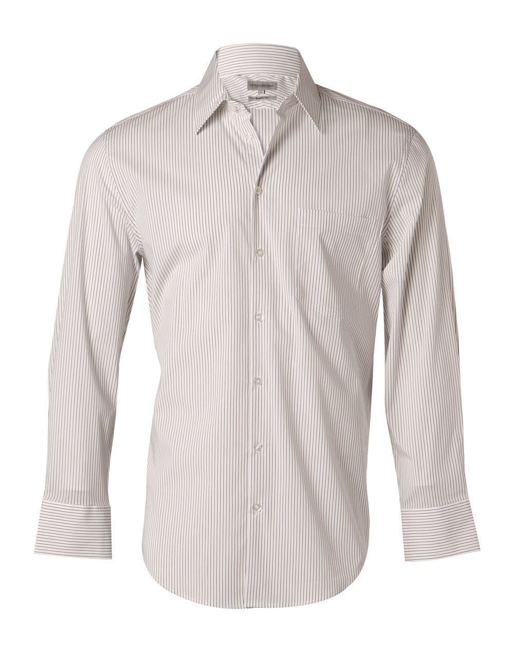Benchmark M7200L Men's Ticking Stripe Long Sleeve Shirt - WEARhouse