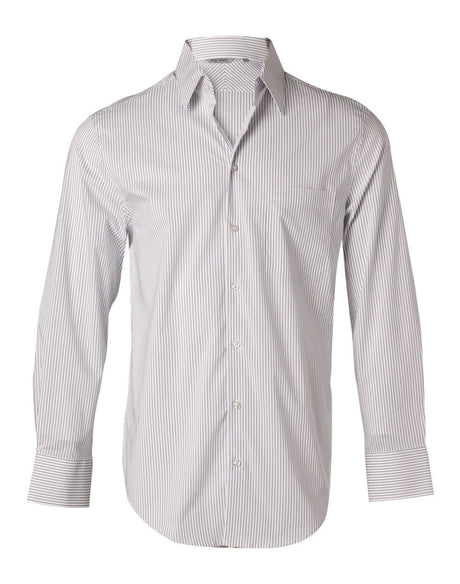 Benchmark M7200L Men's Ticking Stripe Long Sleeve Shirt - WEARhouse