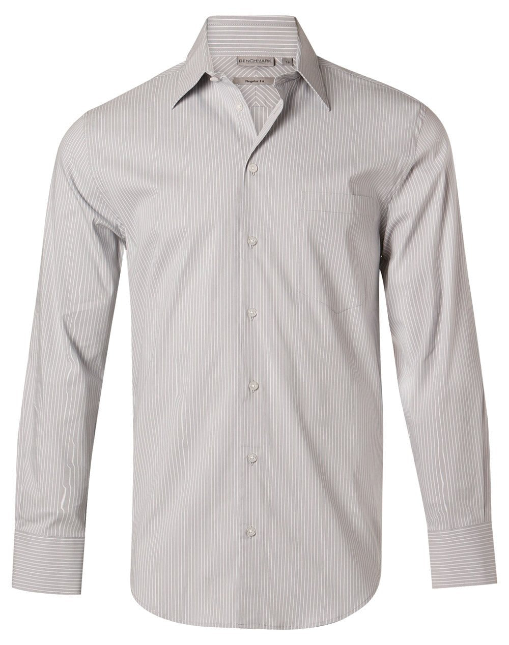 Benchmark M7200L Men's Ticking Stripe Long Sleeve Shirt - WEARhouse