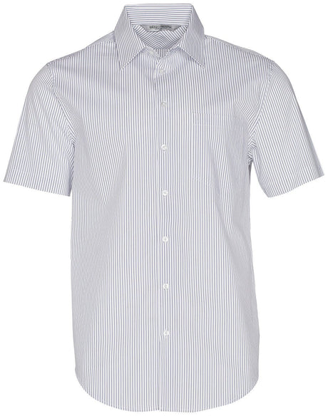 Benchmark M7200S Men's Ticking Stripe Short Sleeve Shirt - WEARhouse