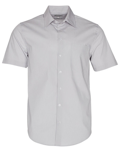 Benchmark M7200S Men's Ticking Stripe Short Sleeve Shirt - WEARhouse