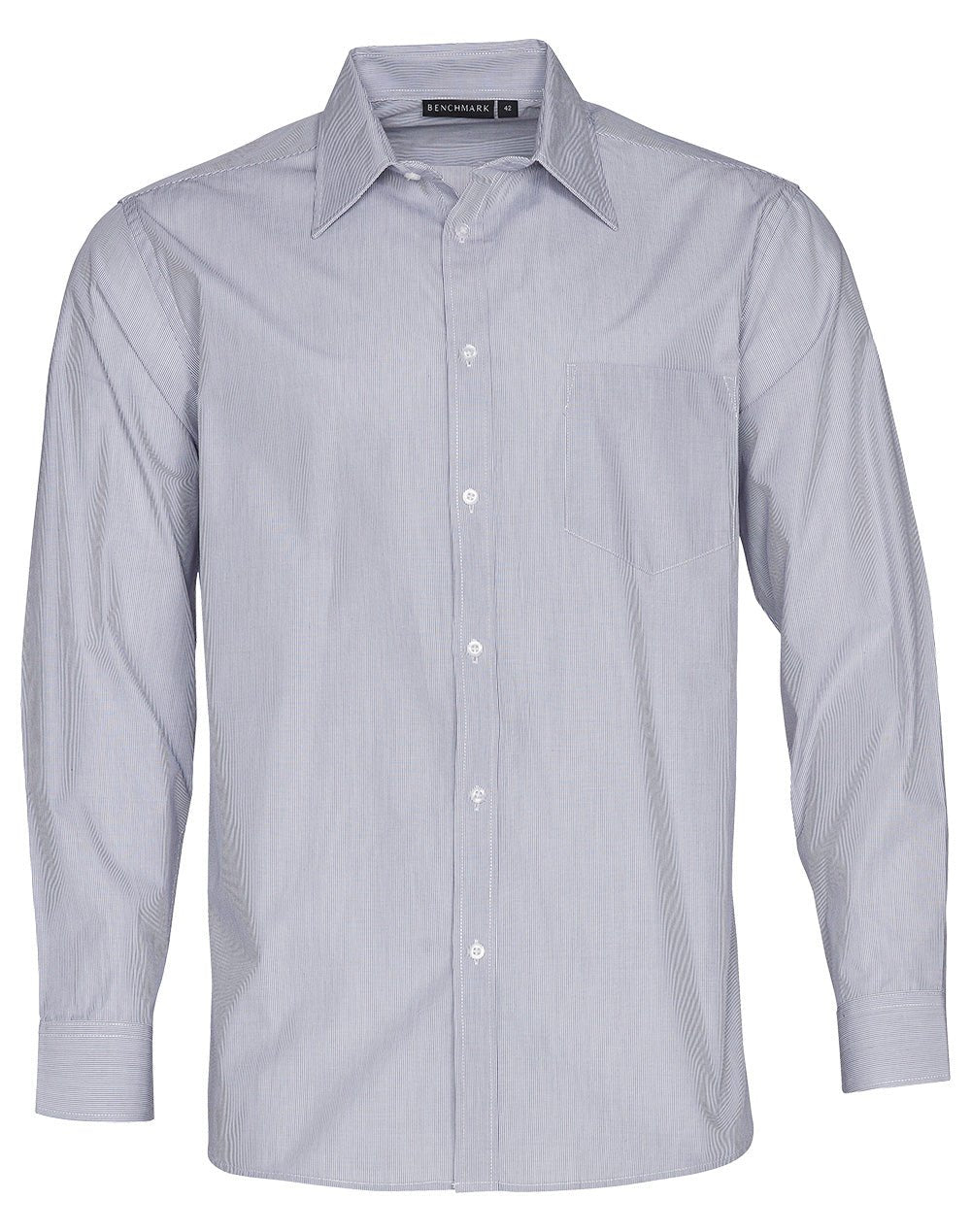 Benchmark M7212 Men's Fine Stripe Long Sleeve Shirt - WEARhouse