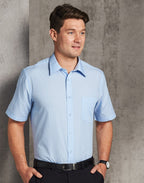 Benchmark M7221 Men's Pin Stripe Short Sleeve Shirt - WEARhouse