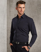 Benchmark M7222 Men's Pin Stripe Long Sleeve Shirt - WEARhouse