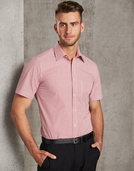 Benchmark M7231 Men's Balance Stripe Short Sleeve Shirt - WEARhouse