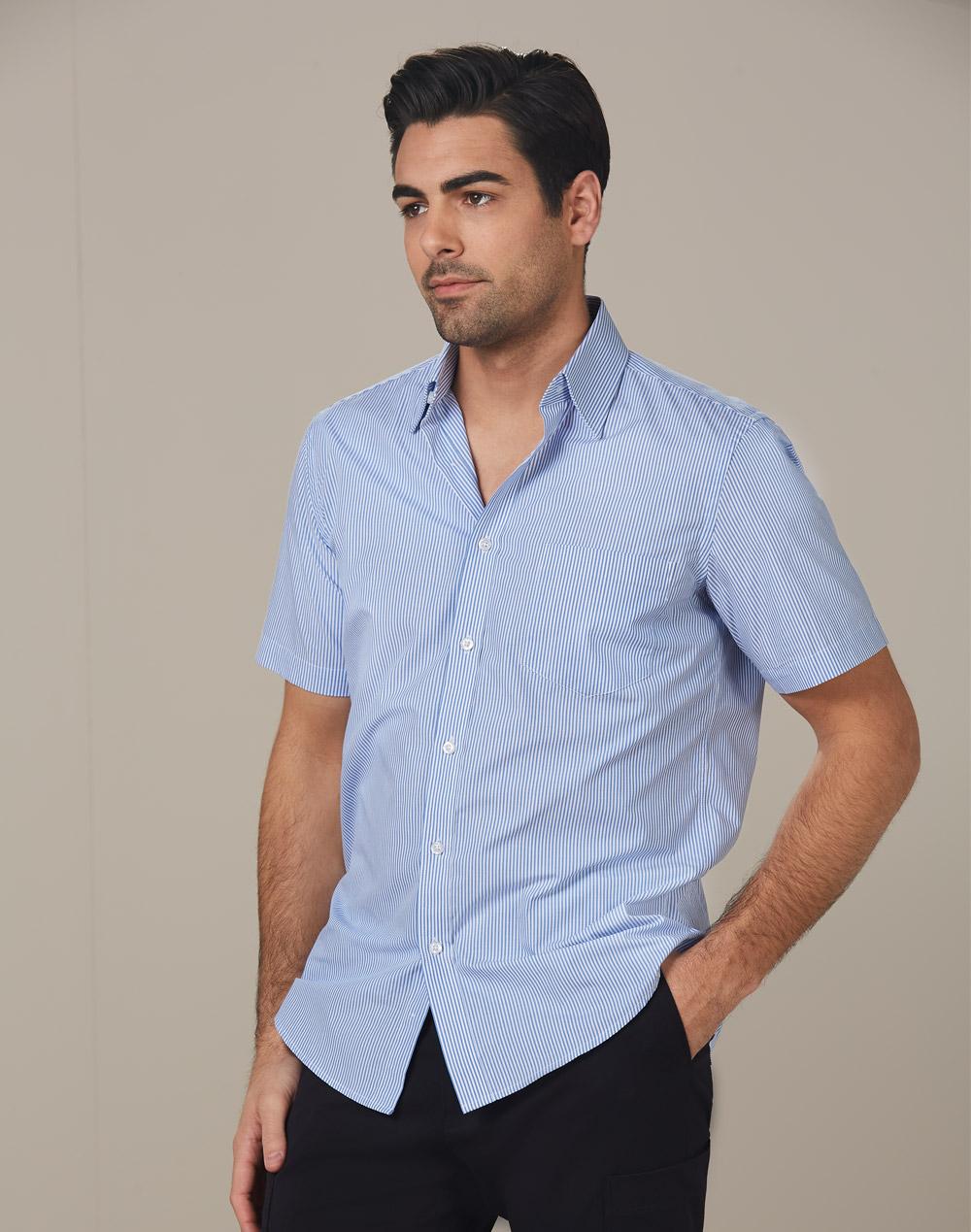 Benchmark M7231 Men's Balance Stripe Short Sleeve Shirt - WEARhouse