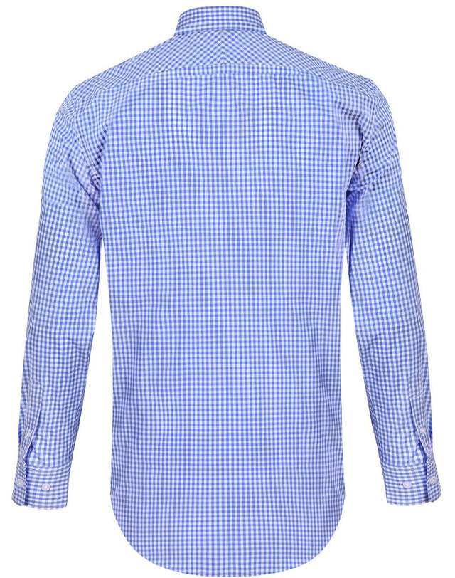 Benchmark M7300L Men’s Gingham Check Long Sleeve Shirt with Roll-up Tab Sleeve - WEARhouse