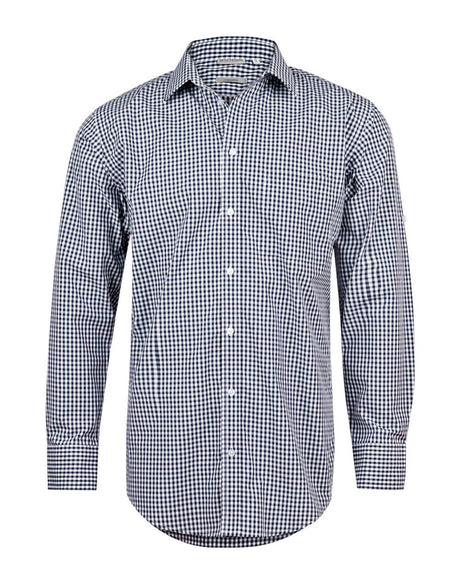 Benchmark M7300L Men’s Gingham Check Long Sleeve Shirt with Roll-up Tab Sleeve - WEARhouse