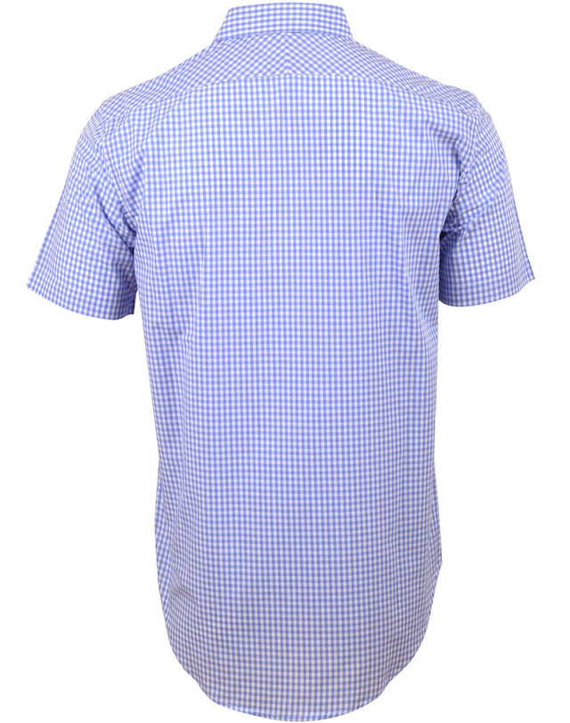 Benchmark M7300S Men’s Gingham Check Short Sleeve Shirt - WEARhouse