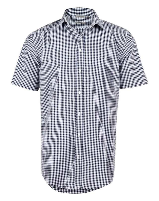 Benchmark M7300S Men’s Gingham Check Short Sleeve Shirt - WEARhouse