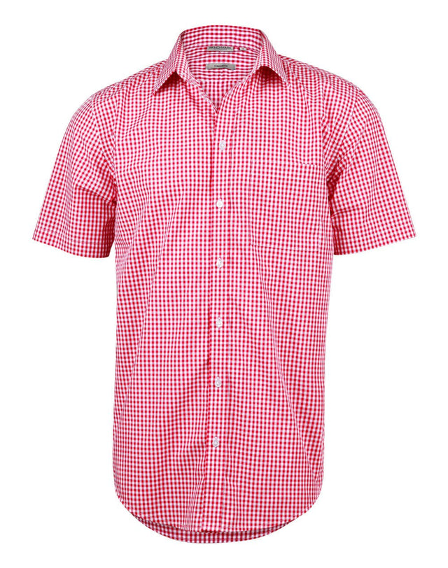 Benchmark M7300S Men’s Gingham Check Short Sleeve Shirt - WEARhouse