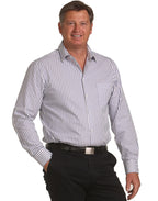 Benchmark M7310L Men's Executive Sateen Stripe Long Sleeve Shirt - WEARhouse