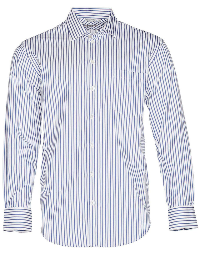 Benchmark M7310L Men's Executive Sateen Stripe Long Sleeve Shirt - WEARhouse