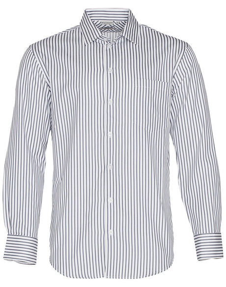 Benchmark M7310L Men's Executive Sateen Stripe Long Sleeve Shirt - WEARhouse