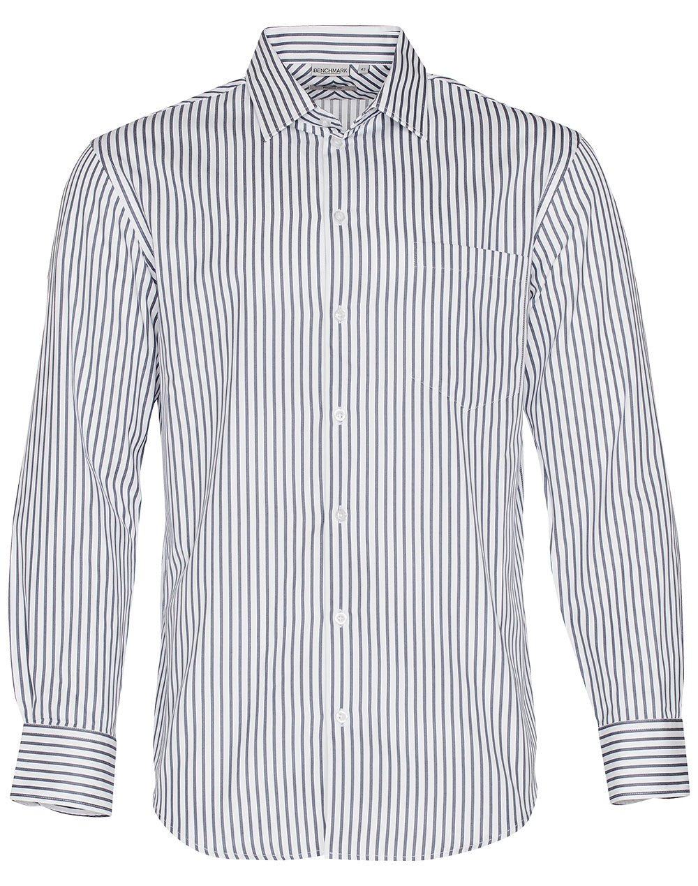 Benchmark M7310L Men's Executive Sateen Stripe Long Sleeve Shirt - WEARhouse