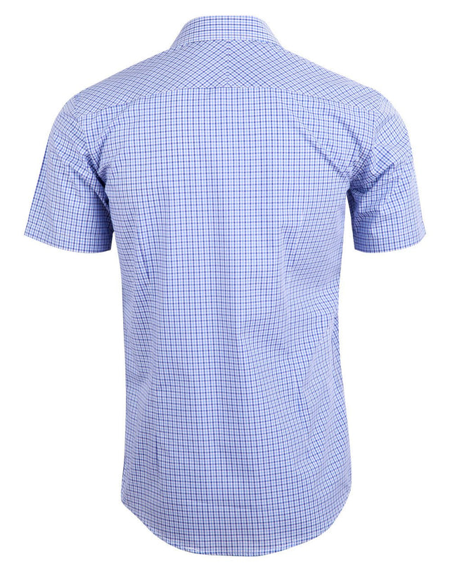 Benchmark M7320S Men’s Multi-Tone Check Short Sleeve Shirt - WEARhouse