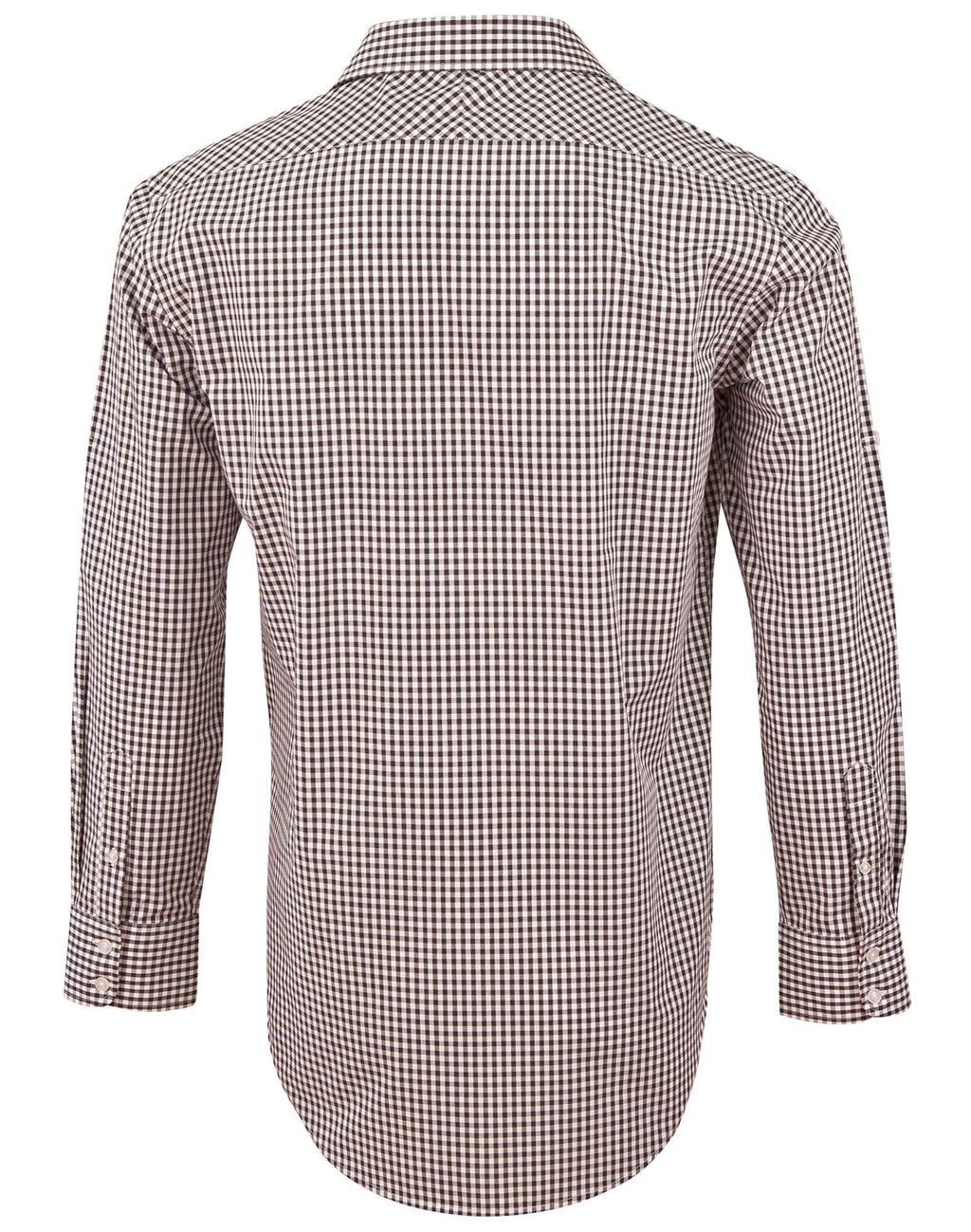 Benchmark M7330L Mens Gingham Check Long Sleeve Shirt With Roll-Up Tab Sleeve - WEARhouse