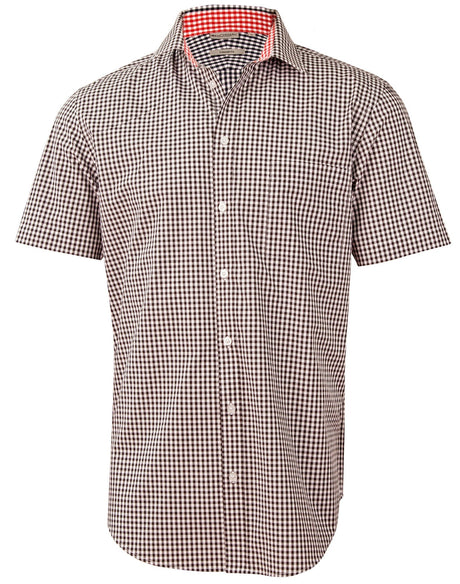 Benchmark M7330S Mens Gingham Check Short Sleeve Shirt - WEARhouse