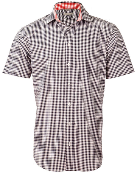 Benchmark M7330S Mens Gingham Check Short Sleeve Shirt - WEARhouse